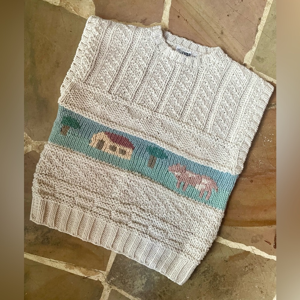 Vintage RUSS farm scene sweater vest